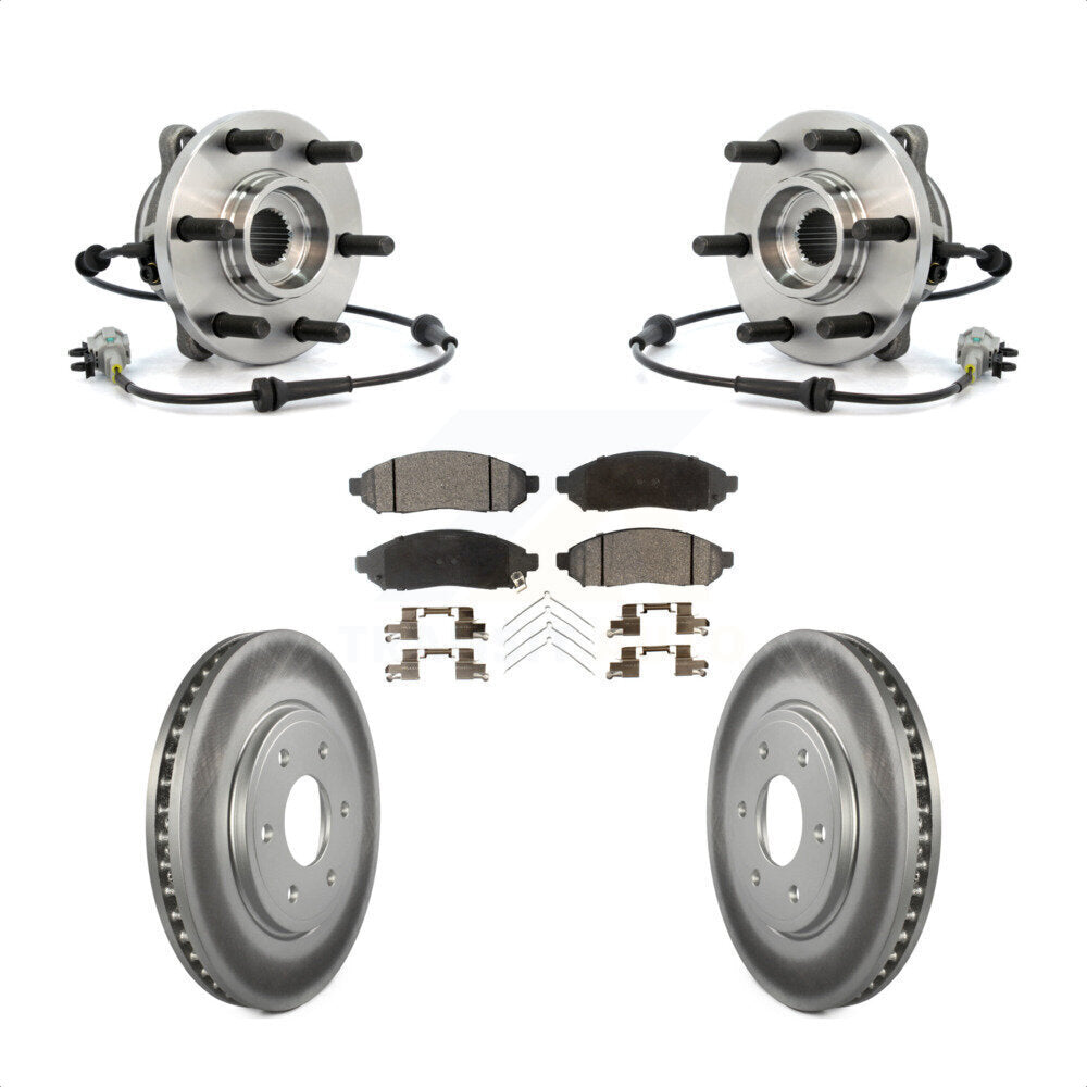 Front Hub Bearing Assembly With Coated Disc Brake Rotors And Ceramic Pads Kit For Nissan Frontier 4WD with 2.5L KBB-104793 by Transit Auto