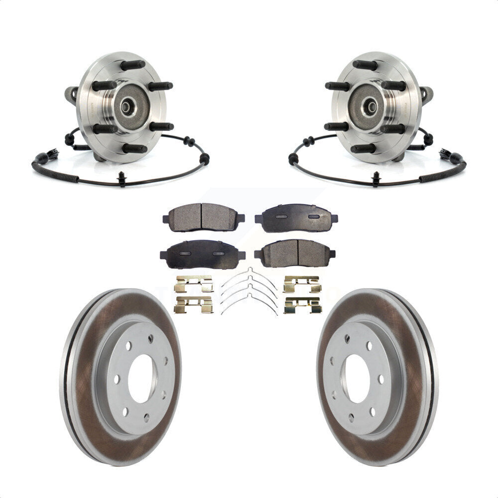 Front Hub Bearing Assembly With Coated Disc Brake Rotors And Ceramic Pads Kit For 2006-2008 Lincoln Mark LT 4WD 7 Lug Wheels KBB-104809 by Transit Auto