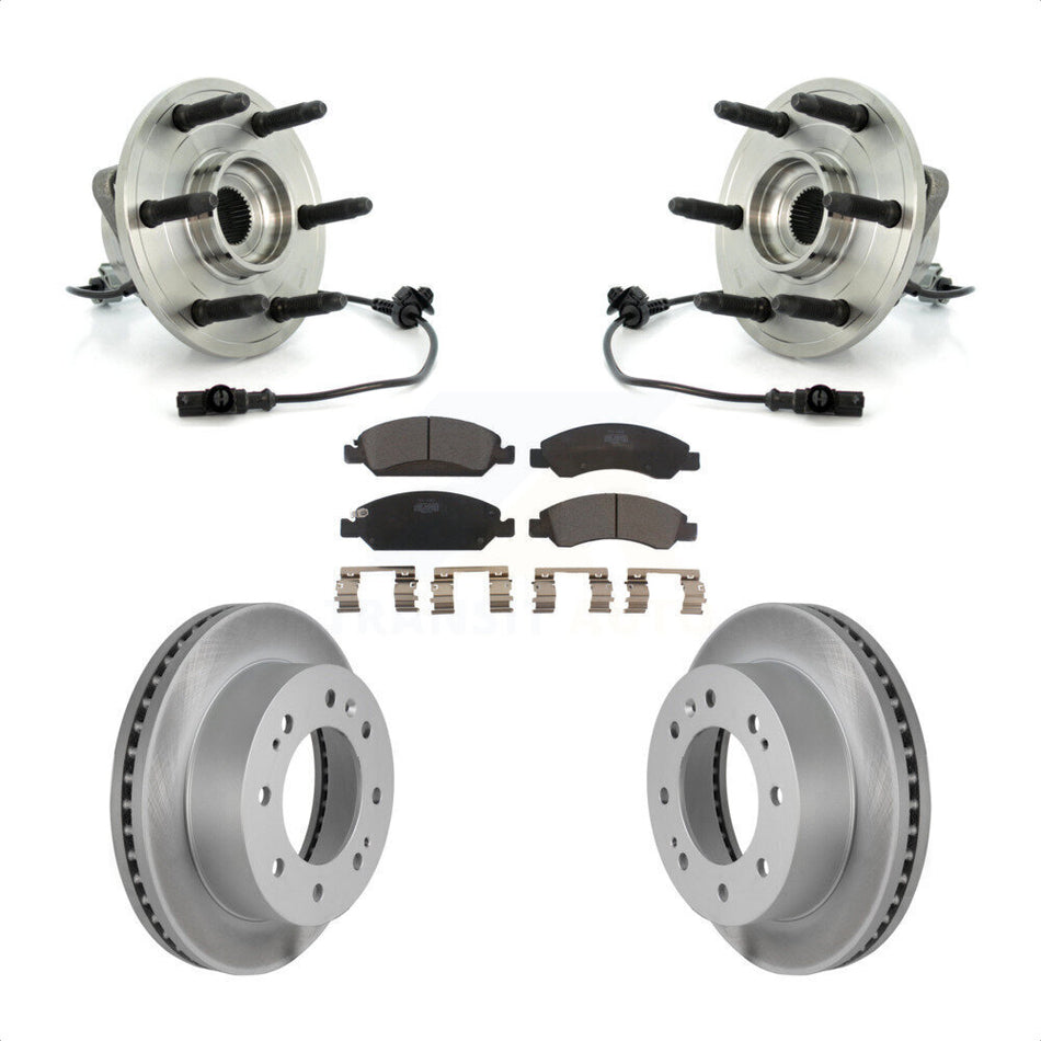 Front Hub Bearing Assembly With Coated Disc Brake Rotors And Ceramic Pads Kit For 2011 Chevrolet Silverado 1500 Hybrid with 4WD KBB-104832 by Transit Auto
