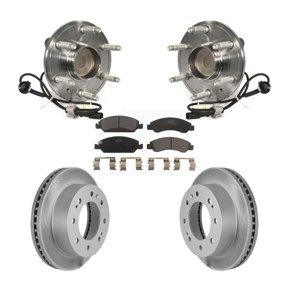 Front Hub Bearing Assembly With Coated Disc Brake Rotors And Ceramic Pads Kit For 2018-2019 Chevrolet Suburban RWD 8 Lug Wheels KBB-104878 by Transit Auto