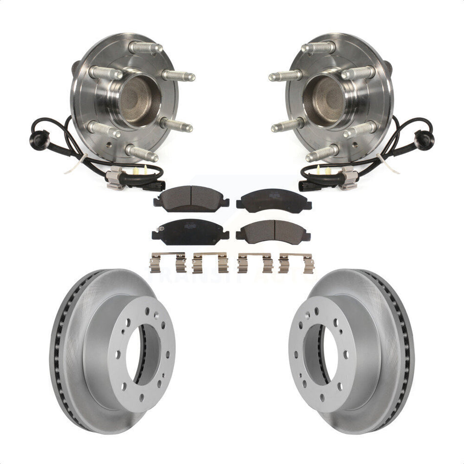 Front Hub Bearing Assembly With Coated Disc Brake Rotors And Ceramic Pads Kit For 2018-2019 Chevrolet Suburban RWD 8 Lug Wheels KBB-104878 by Transit Auto