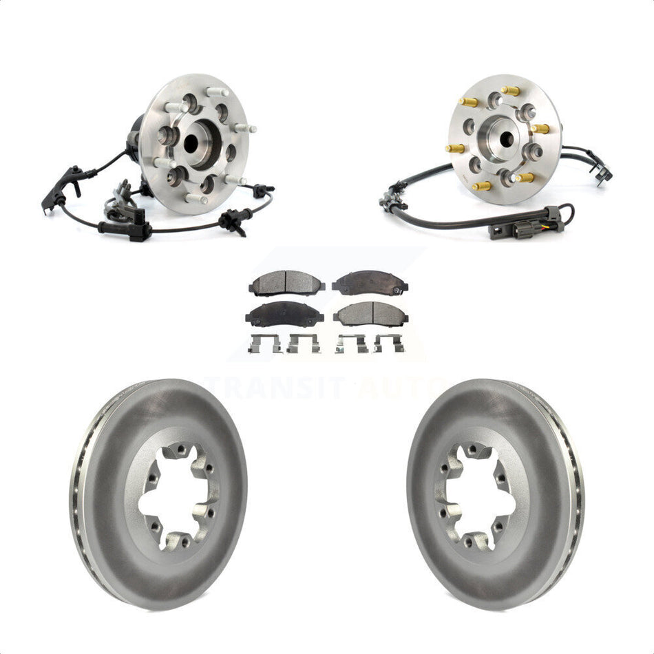 Front Hub Bearing Assembly With Coated Disc Brake Rotors And Ceramic Pads Kit For 2007-2008 Isuzu i-370 RWD Sport Chassis Package (ZQ8) KBB-104906 by Transit Auto