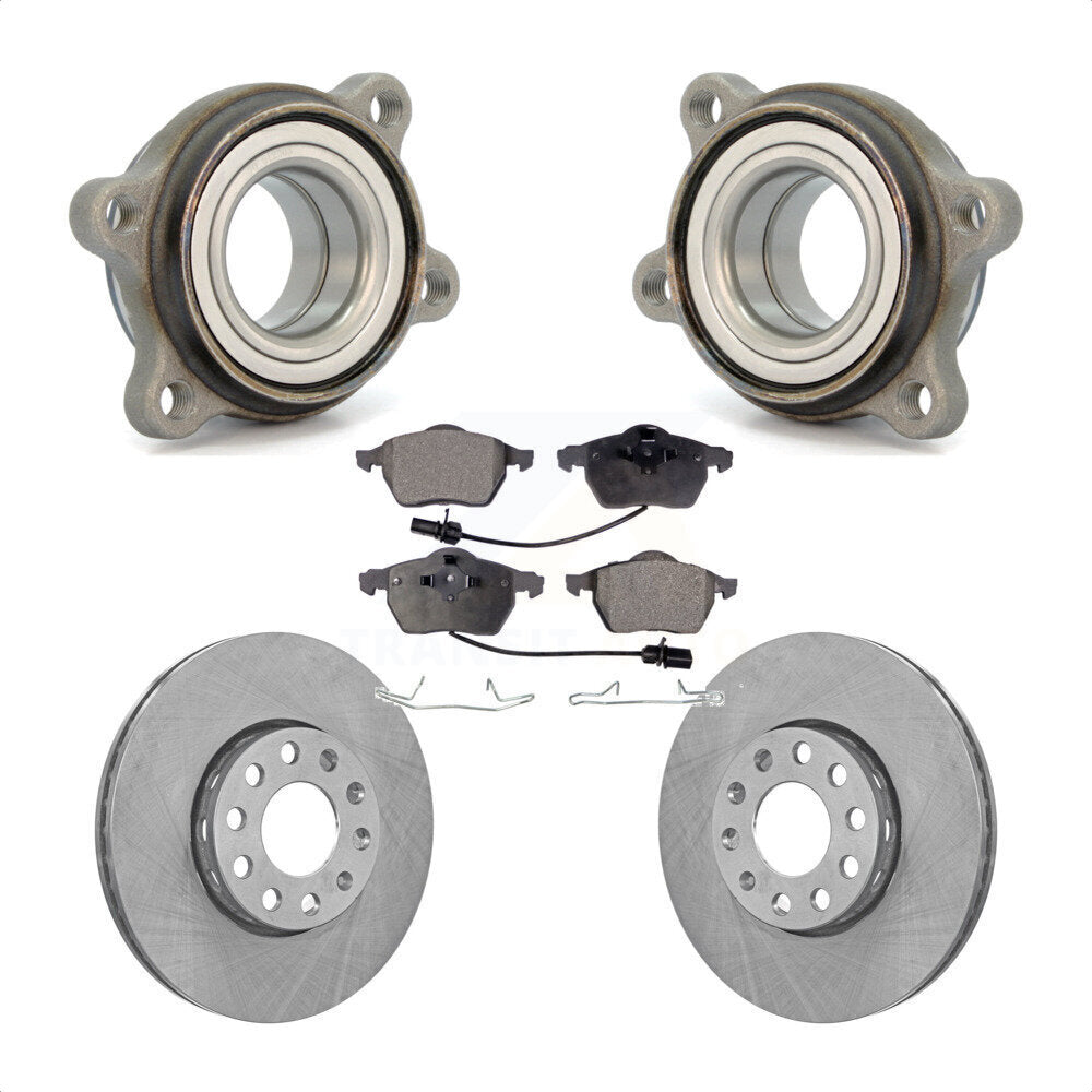 Front Hub Bearing Assembly With Disc Brake Rotors And Semi-Metallic Pads Kit For Audi A4 Quattro A6 288mm Diameter Rotor KBB-104912 by Transit Auto