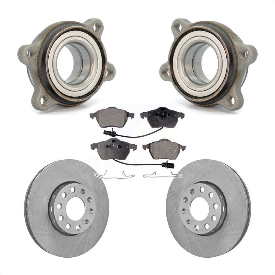 Front Hub Bearing Assembly With Disc Brake Rotors And Semi-Metallic Pads Kit For Audi A4 Quattro A6 288mm Diameter Rotor KBB-104912 by Transit Auto