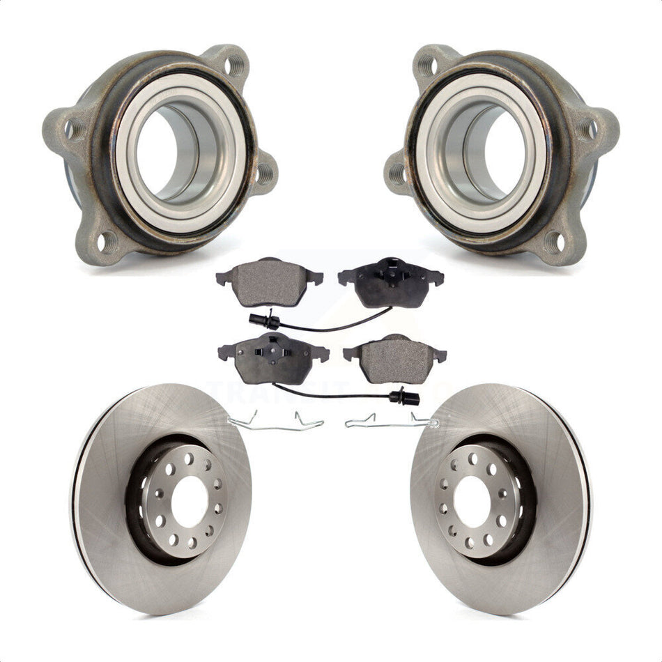 Front Hub Bearing Assembly With Disc Brake Rotors And Semi-Metallic Pads Kit For Audi A4 Quattro A6 S4 S6 KBB-104913 by Transit Auto