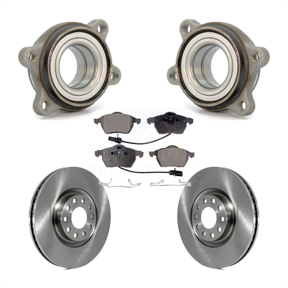 Front Hub Bearing Assembly With Disc Brake Rotors And Semi-Metallic Pads Kit For 2000 Audi A6 Quattro 320mm Diameter Rotor KBB-104915 by Transit Auto
