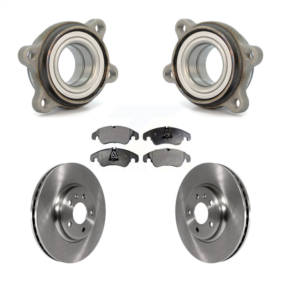 Front Hub Bearing Assembly With Disc Brake Rotors And Semi-Metallic Pads Kit For 2009 Audi A4 Sedan 85mm Pilot Diameter KBB-104917 by Transit Auto