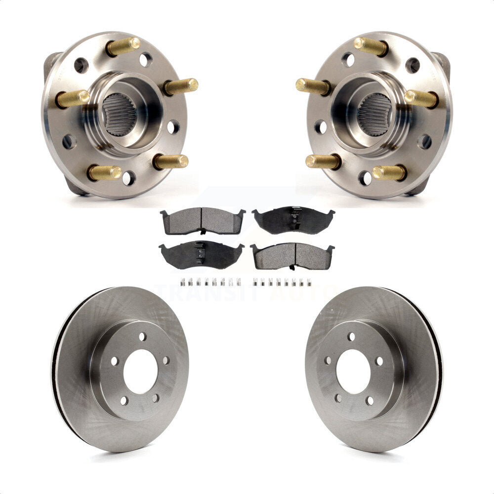 Front Hub Bearing Assembly With Disc Brake Rotors And Semi-Metallic Pads Kit For Chrysler Dodge Intrepid Concorde LHS Eagle Vision New Yorker KBB-104944 by Transit Auto
