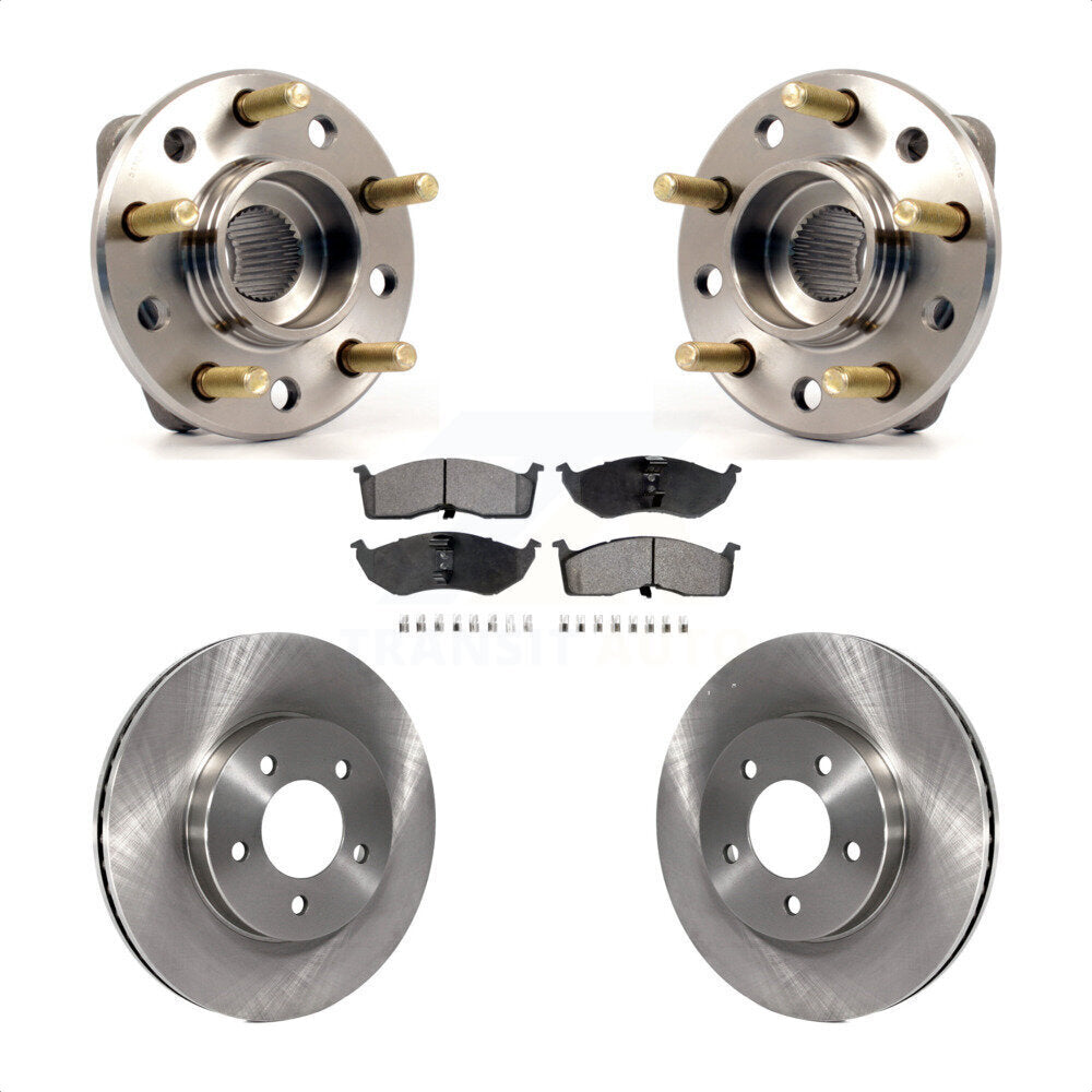 Front Hub Bearing Assembly With Disc Brake Rotors And Semi-Metallic Pads Kit For Chrysler Dodge Intrepid 300M Concorde LHS KBB-104945 by Transit Auto