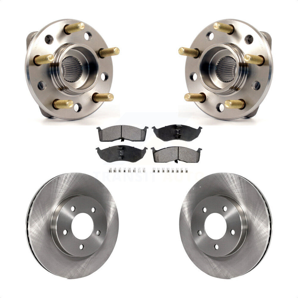 Front Hub Bearing Assembly With Disc Brake Rotors And Semi-Metallic Pads Kit For Chrysler Dodge Intrepid 300M Concorde LHS KBB-104945 by Transit Auto