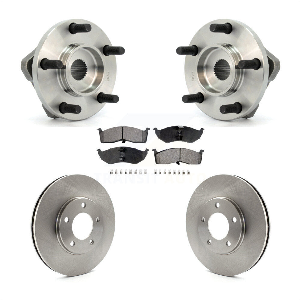 Front Hub Bearing Assembly Disc Brake Rotors And Semi-Metallic Pads Kit For 1996-1996 Dodge Grand Caravan Plymouth Chrysler Town & Country Voyager With 15" Factory Wheels KBB-104965 by Transit Auto