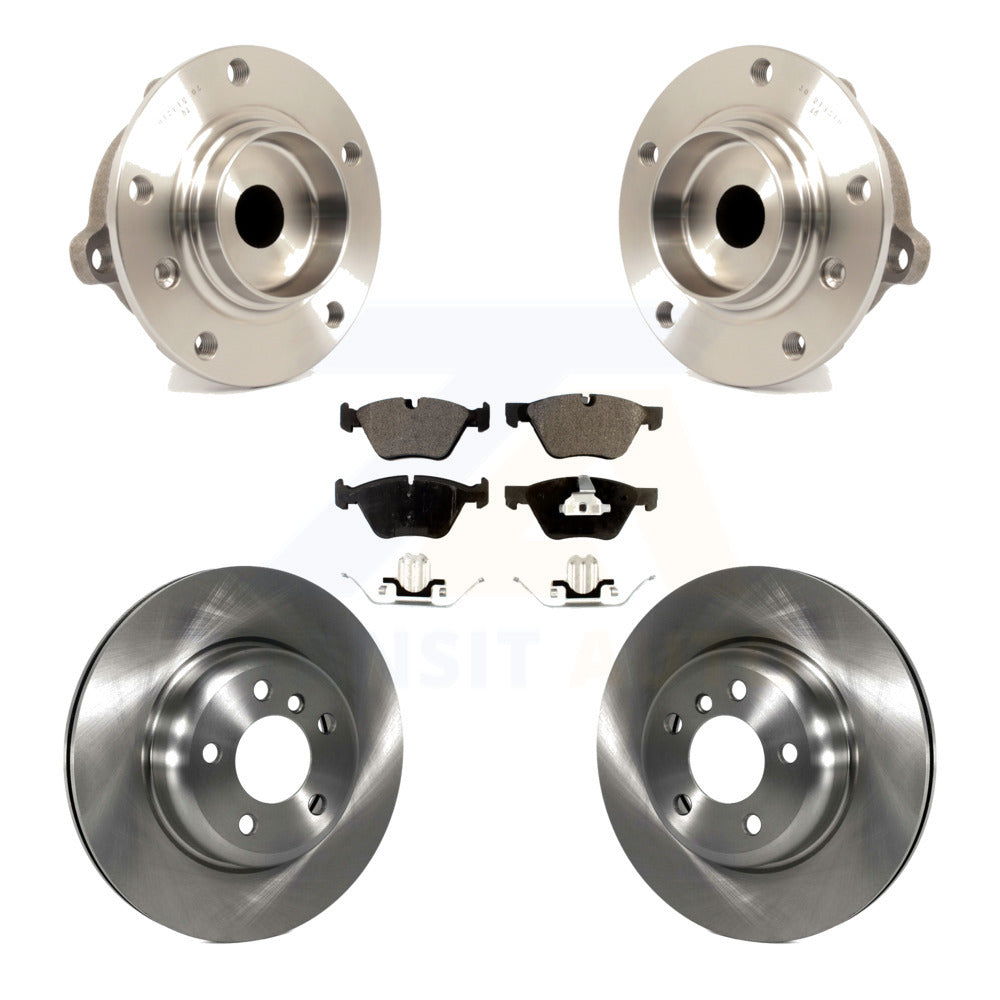 Front Hub Bearing Assembly With Disc Brake Rotors And Semi-Metallic Pads Kit For 2011 BMW 528i Without Performance Brakes 330mm Diameter Rotor KBB-105030 by Transit Auto