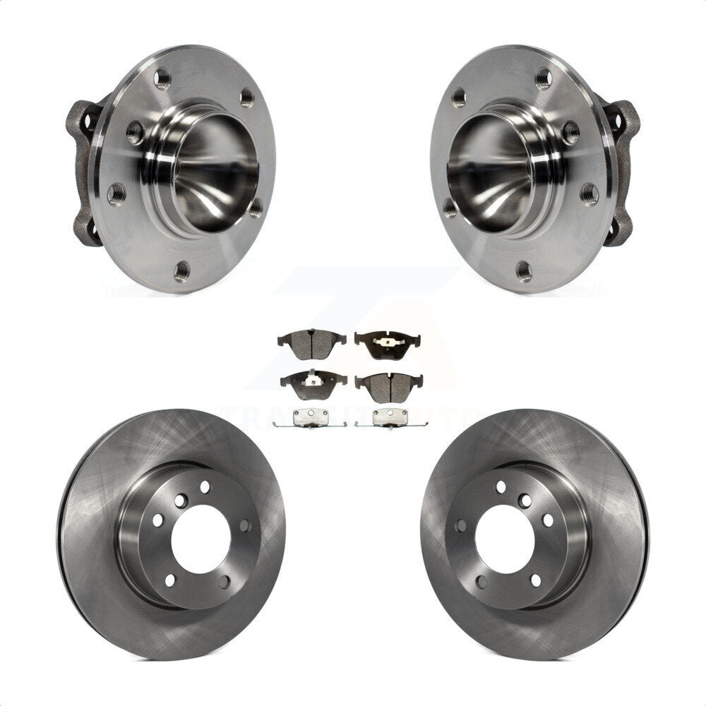 Front Hub Bearing Assembly With Disc Brake Rotors And Semi-Metallic Pads Kit For 2007 BMW 323i 312mm Diameter Rotor KBB-105091 by Transit Auto
