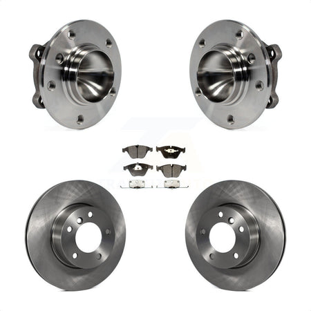 Front Hub Bearing Assembly With Disc Brake Rotors And Semi-Metallic Pads Kit For 2007 BMW 323i 312mm Diameter Rotor KBB-105091 by Transit Auto