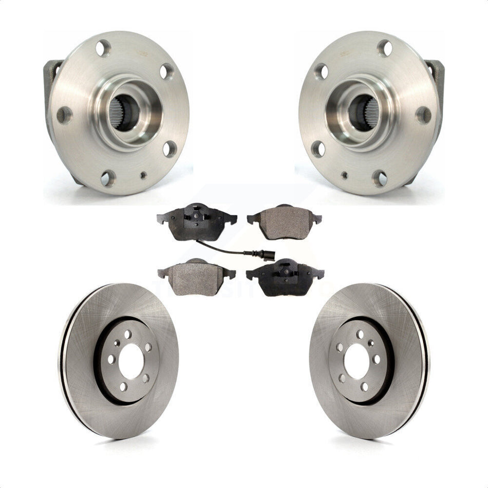 Front Hub Bearing Assembly With Disc Brake Rotors And Semi-Metallic Pads Kit For 2006 Volkswagen Golf 1.8L KBB-105105 by Transit Auto