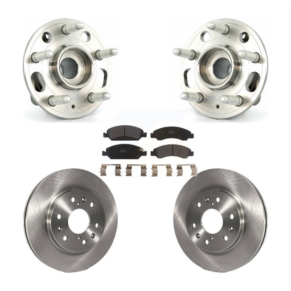 Front Hub Bearing Assembly With Disc Brake Rotors And Semi-Metallic Pads Kit For Cadillac XTS 6 Lug Wheels Heavy Duty Brakes KBB-105159 by Transit Auto