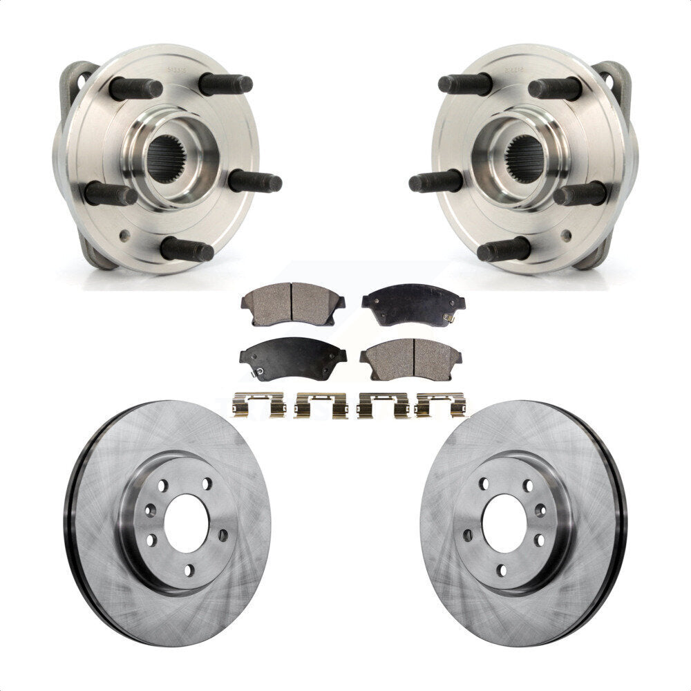Front Hub Bearing Assembly With Disc Brake Rotors And Semi-Metallic Pads Kit For 2014-2015 Chevrolet Cruze DIESEL engine 15" Factory Wheels KBB-105204 by Transit Auto