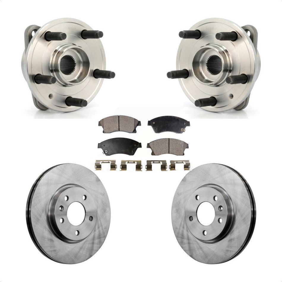 Front Hub Bearing Assembly With Disc Brake Rotors And Semi-Metallic Pads Kit For 2014-2015 Chevrolet Cruze DIESEL engine 15" Factory Wheels KBB-105204 by Transit Auto