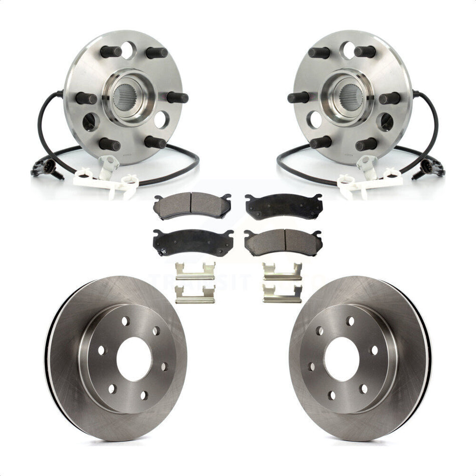 Front Hub Bearing Assembly With Disc Brake Rotors And Semi-Metallic Pads Kit For 2000 Chevrolet Tahoe Z71 with 4WD Rear Brakes KBB-105298 by Transit Auto