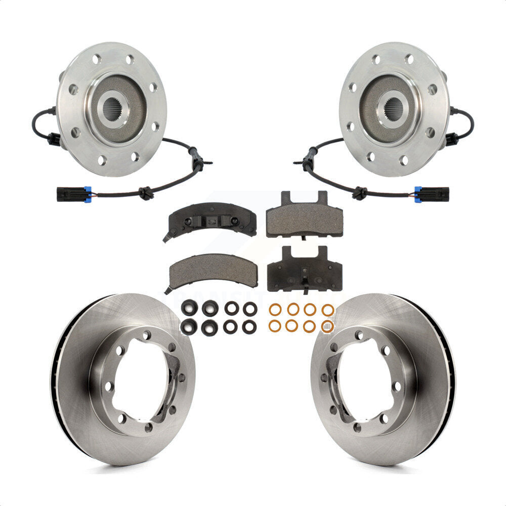 Front Hub Bearing Assembly With Disc Brake Rotors And Semi-Metallic Pads Kit For 1999-2000 GMC K2500 6 Lug Wheels KBB-105318 by Transit Auto