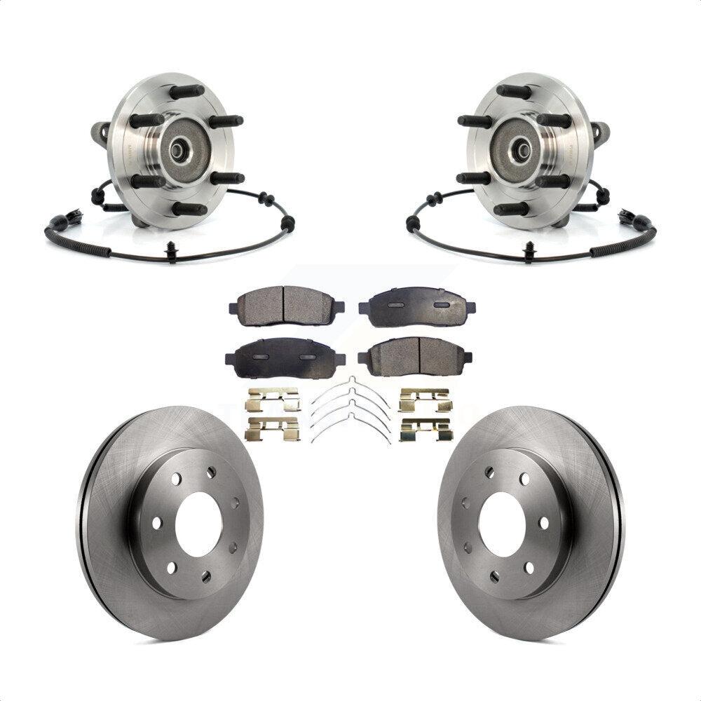 Front Hub Bearing Assembly With Disc Brake Rotors And Semi-Metallic Pads Kit For 2006-2008 Lincoln Mark LT 4WD 7 Lug Wheels KBB-105367 by Transit Auto