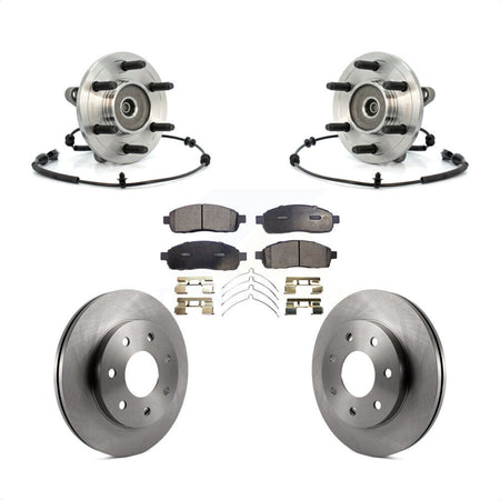 Front Hub Bearing Assembly With Disc Brake Rotors And Semi-Metallic Pads Kit For 2006-2008 Lincoln Mark LT 4WD 7 Lug Wheels KBB-105367 by Transit Auto