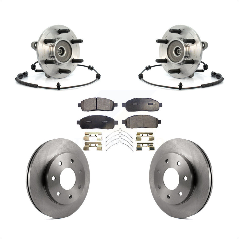 Front Hub Bearing Assembly With Disc Brake Rotors And Semi-Metallic Pads Kit For 2006-2008 Lincoln Mark LT 4WD 7 Lug Wheels KBB-105367 by Transit Auto