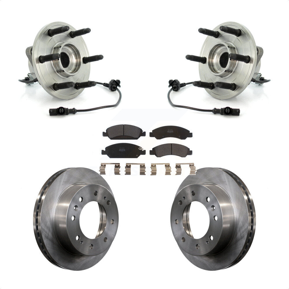 Front Hub Bearing Assembly With Disc Brake Rotors And Semi-Metallic Pads Kit For 2011 Chevrolet Silverado 1500 Hybrid with 4WD KBB-105391 by Transit Auto