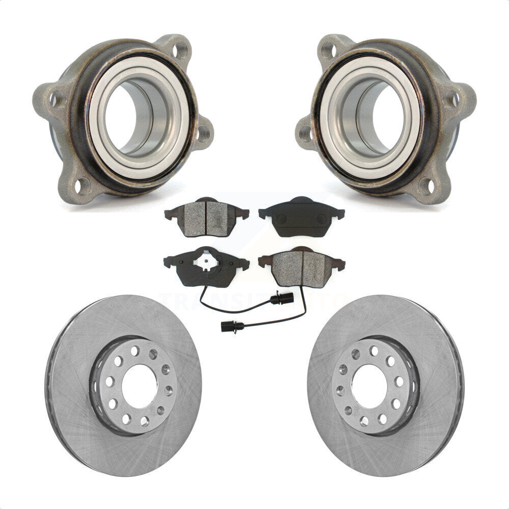 Front Hub Bearing Assembly With Disc Brake Rotors And Semi-Metallic Pads Kit For Audi A4 Quattro A6 288mm Diameter Rotor KBB-105478 by Transit Auto