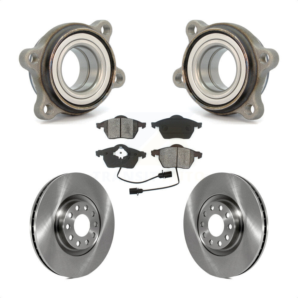 Front Hub Bearing Assembly With Disc Brake Rotors And Semi-Metallic Pads Kit For 2000 Audi A6 Quattro 320mm Diameter Rotor KBB-105480 by Transit Auto