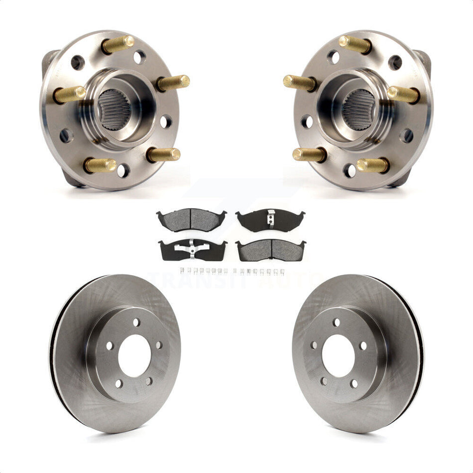 Front Hub Bearing Assembly With Disc Brake Rotors And Semi-Metallic Pads Kit For Chrysler Dodge Intrepid Concorde LHS Eagle Vision New Yorker KBB-105509 by Transit Auto