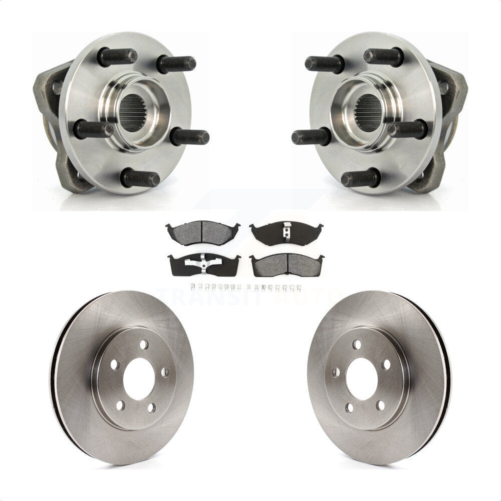 Front Hub Bearing Assembly With Disc Brake Rotors And Semi-Metallic Pads Kit For Dodge Grand Caravan Chrysler Town & Country Plymouth Voyager 14" Factory Wheels KBB-105533 by Transit Auto