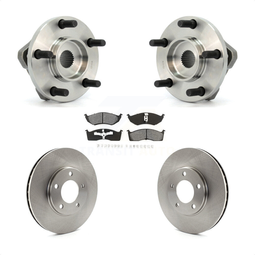 Front Hub Bearing Assembly Disc Brake Rotors And Semi-Metallic Pads Kit For 1996-1996 Dodge Grand Caravan Plymouth Chrysler Town & Country Voyager With 15" Factory Wheels KBB-105534 by Transit Auto