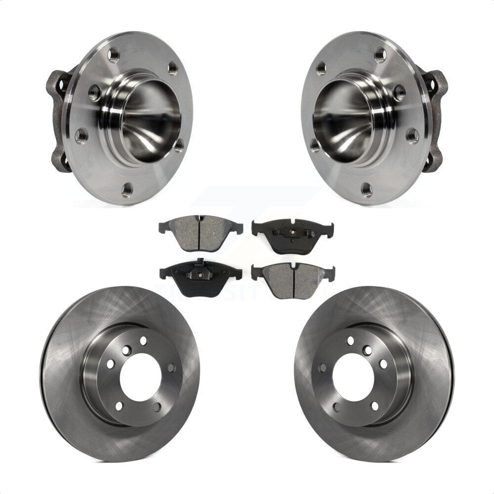 Front Hub Bearing Assembly With Disc Brake Rotors And Semi-Metallic Pads Kit For 2007 BMW 323i 312mm Diameter Rotor KBB-105674 by Transit Auto