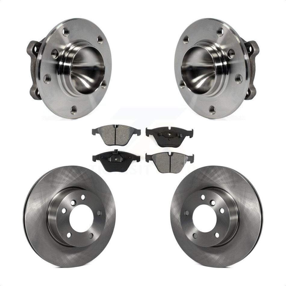 Front Hub Bearing Assembly With Disc Brake Rotors And Semi-Metallic Pads Kit For 2007 BMW 323i 312mm Diameter Rotor KBB-105674 by Transit Auto