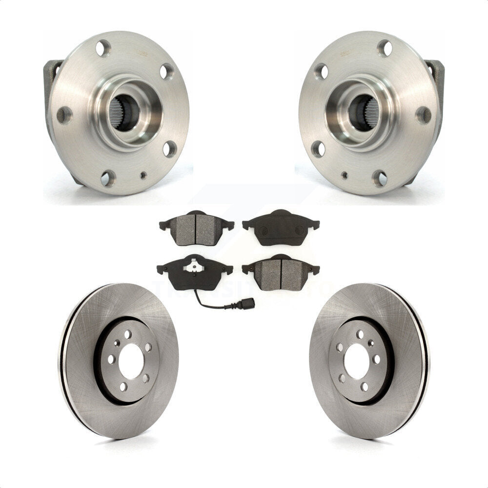 Front Hub Bearing Assembly With Disc Brake Rotors And Semi-Metallic Pads Kit For 2006 Volkswagen Golf 1.8L KBB-105687 by Transit Auto