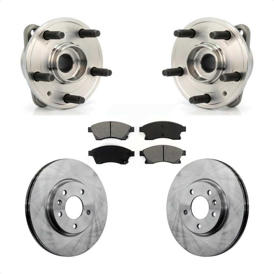 Front Hub Bearing Assembly With Disc Brake Rotors And Semi-Metallic Pads Kit For 2014-2015 Chevrolet Cruze DIESEL engine 15" Factory Wheels KBB-105782 by Transit Auto