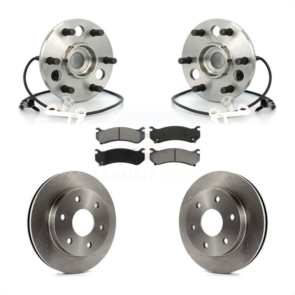 Front Hub Bearing Assembly With Disc Brake Rotors And Semi-Metallic Pads Kit For 2000 Chevrolet Tahoe Z71 with 4WD Rear Brakes KBB-105876 by Transit Auto
