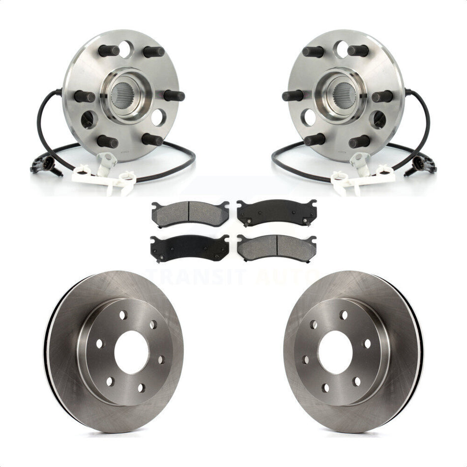 Front Hub Bearing Assembly With Disc Brake Rotors And Semi-Metallic Pads Kit For 2000 Chevrolet Tahoe Z71 with 4WD Rear Brakes KBB-105876 by Transit Auto