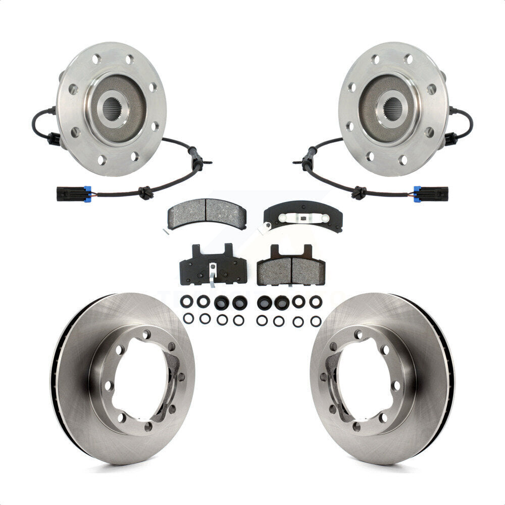 Front Hub Bearing Assembly With Disc Brake Rotors And Semi-Metallic Pads Kit For 1999-2000 GMC K2500 6 Lug Wheels KBB-105898 by Transit Auto