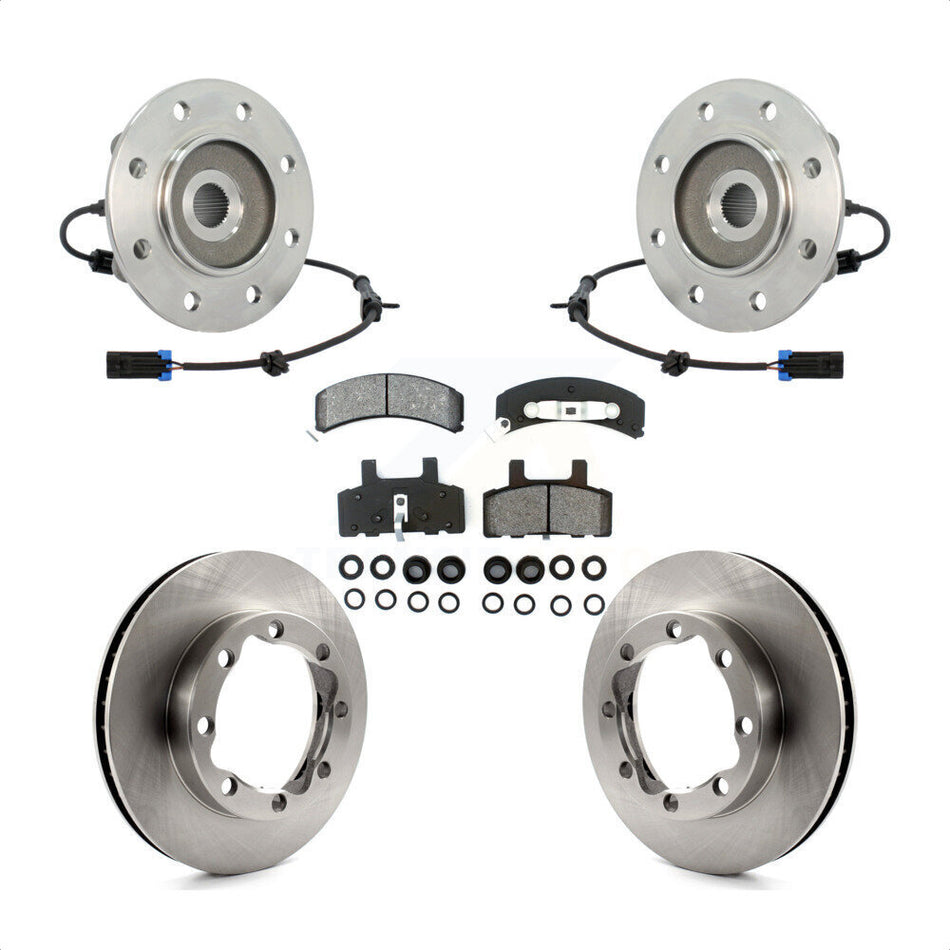 Front Hub Bearing Assembly With Disc Brake Rotors And Semi-Metallic Pads Kit For 1999-2000 GMC K2500 6 Lug Wheels KBB-105898 by Transit Auto