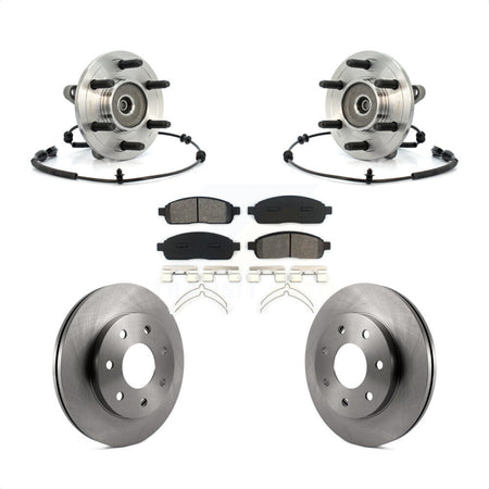 Front Hub Bearing Assembly With Disc Brake Rotors And Semi-Metallic Pads Kit For 2006-2008 Lincoln Mark LT 4WD 7 Lug Wheels KBB-105950 by Transit Auto