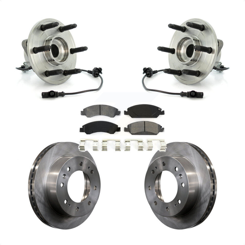 Front Hub Bearing Assembly With Disc Brake Rotors And Semi-Metallic Pads Kit For 2011 Chevrolet Silverado 1500 Hybrid with 4WD KBB-105975 by Transit Auto