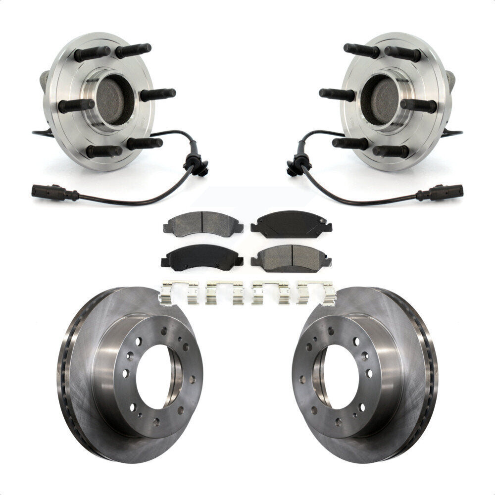 Front Hub Bearing Assembly With Disc Brake Rotors And Semi-Metallic Pads Kit For 2011 Chevrolet Silverado 1500 Hybrid with RWD KBB-105980 by Transit Auto