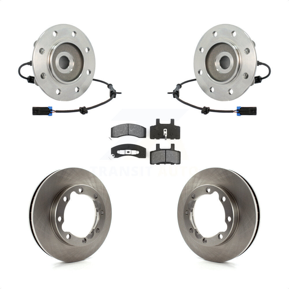 Front Hub Bearing Assembly With Disc Brake Rotors And Semi-Metallic Pads Kit For 1995-1995 K3500 Chevrolet GMC Dual Rear Wheels KBB-106044 by Transit Auto