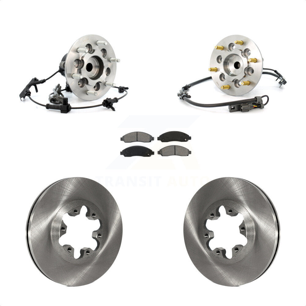 Front Hub Bearing Assembly With Disc Brake Rotors And Semi-Metallic Pads Kit For 2007-2008 Isuzu i-370 RWD Sport Chassis Package (ZQ8) KBB-106049 by Transit Auto