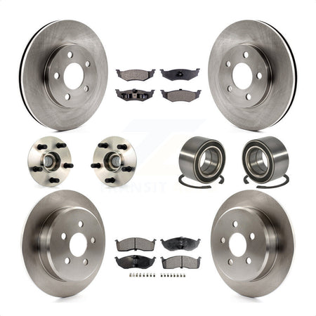 Front Rear Wheel Hub Bearings Assembly Disc Brake Rotors And Semi-Metallic Pads Kit (10Pc) For Dodge Neon Chrysler KBB-106138 by Transit Auto