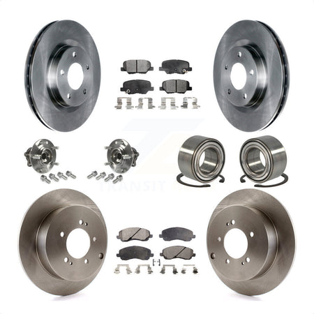 Front Rear Wheel Hub Bearings Assembly Disc Brake Rotors And Semi-Metallic Pads Kit (10Pc) For 2013 Mitsubishi Outlander AWD with 3.0L Without 7 Passenger Seating KBB-106299 by Transit Auto