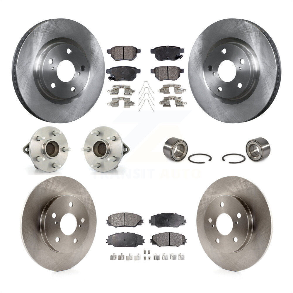 Front Rear Wheel Hub Bearings Assembly Disc Brake Rotors And Semi-Metallic Pads Kit (10Pc) For 2017-2018 Toyota Corolla iM KBB-106310 by Transit Auto