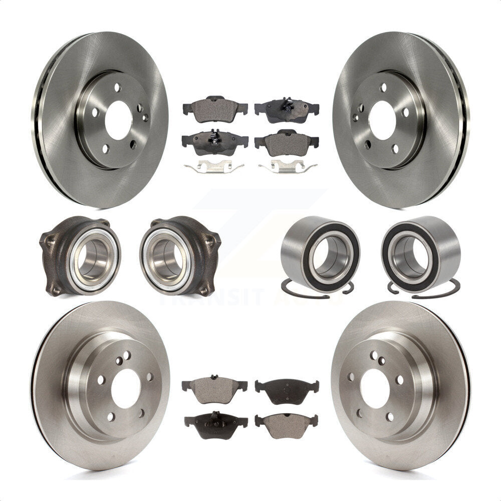 Front Rear Wheel Hub Bearings Assembly Disc Brake Rotors And Semi-Metallic Pads Kit (10Pc) For Mercedes-Benz E350 E320 KBB-106326 by Transit Auto